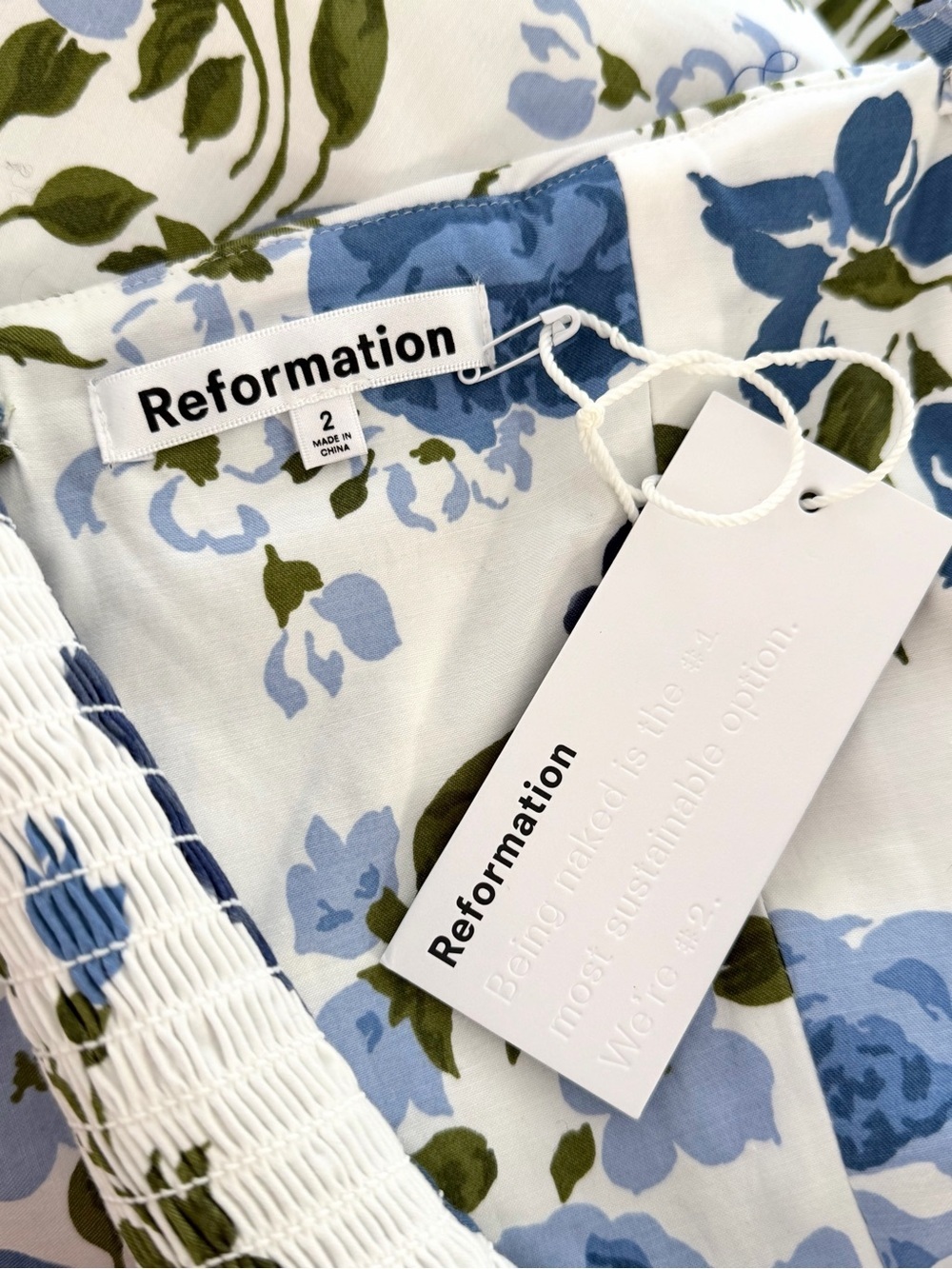 NWT Reformation Kastoria Strapless Floral Maxi Dress in White & Blue Size 2 - Picture 14 of 16